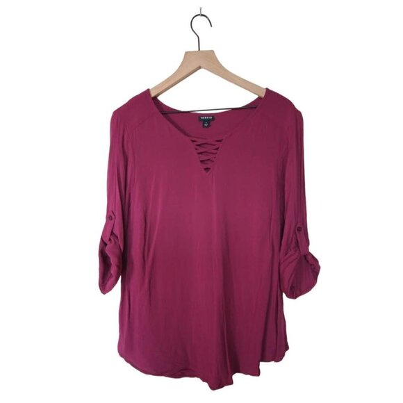 TORRID Challis Strappy Front Pullover Top Sz 1 - Picture 1 of 7